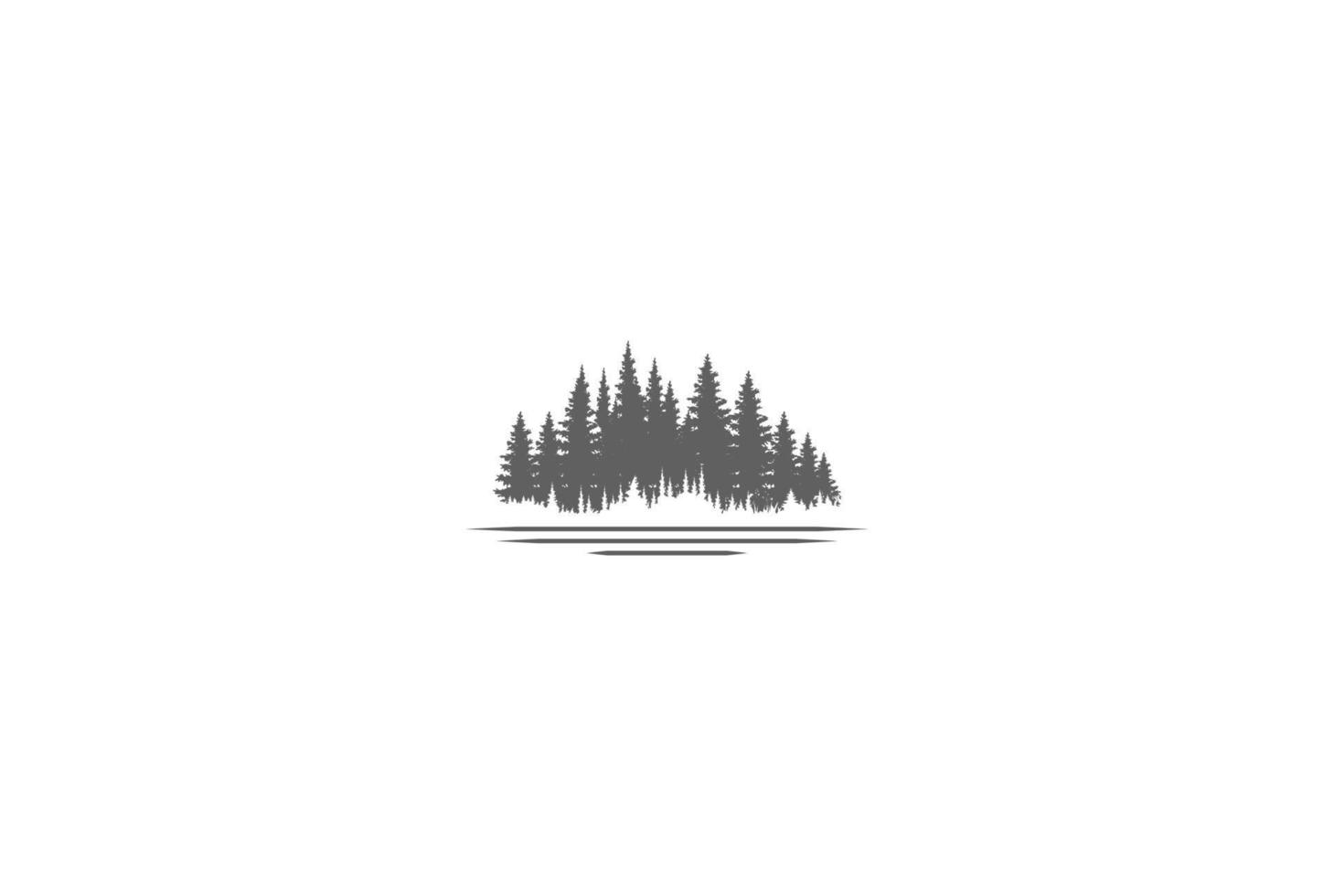 tall ceder barr barrträd vintergrön gran lärk cypress hemlock träd skog och flod sjö bäck och för läger utomhusäventyr logotyp design vektor