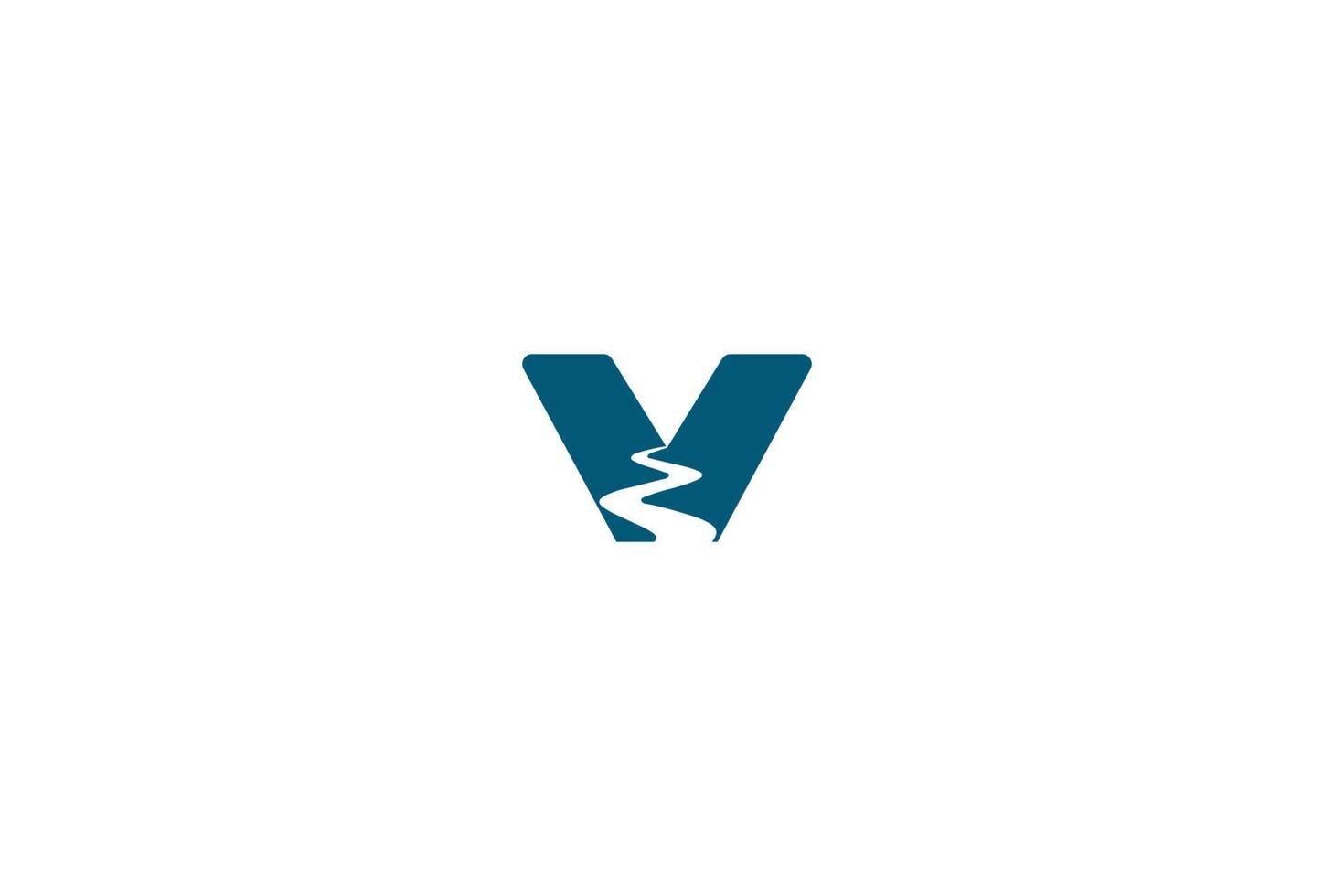 einfacher minimalistischer Anfangsbuchstabe v Valley Creek River Road Logo Design Vektor