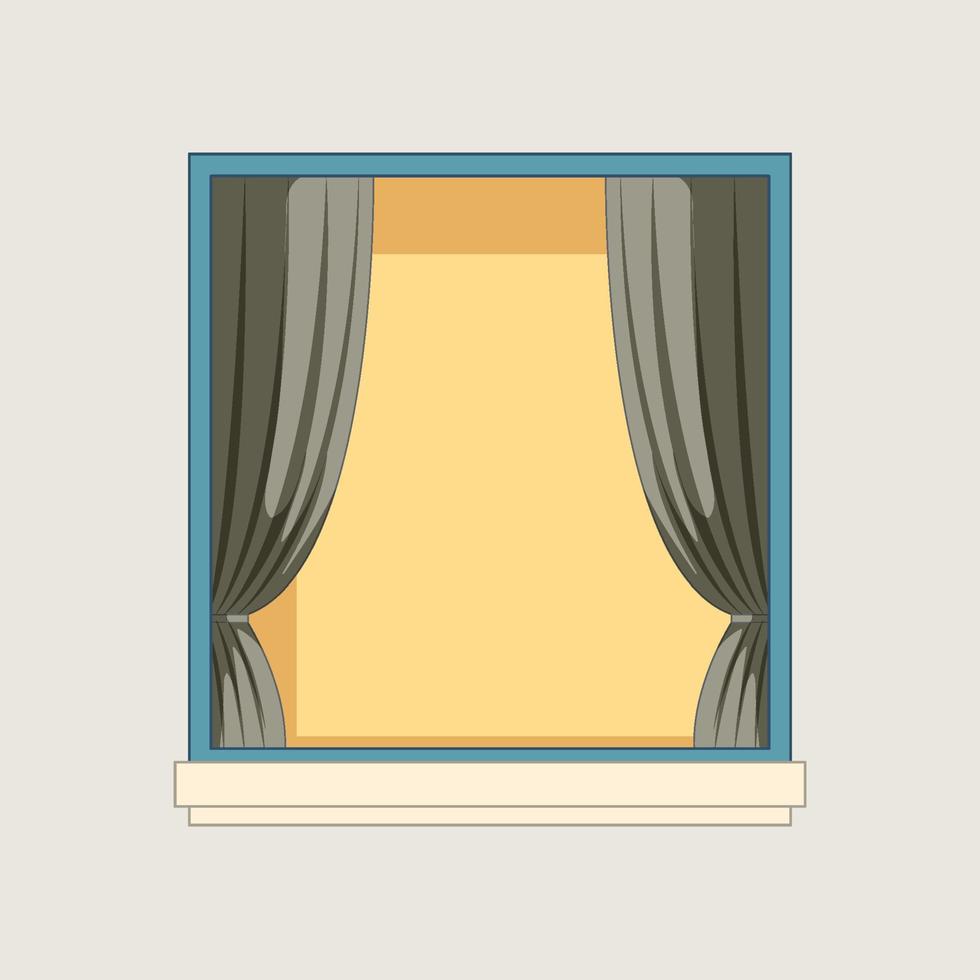 einfaches Fenster mit weißem Vorhang vektor