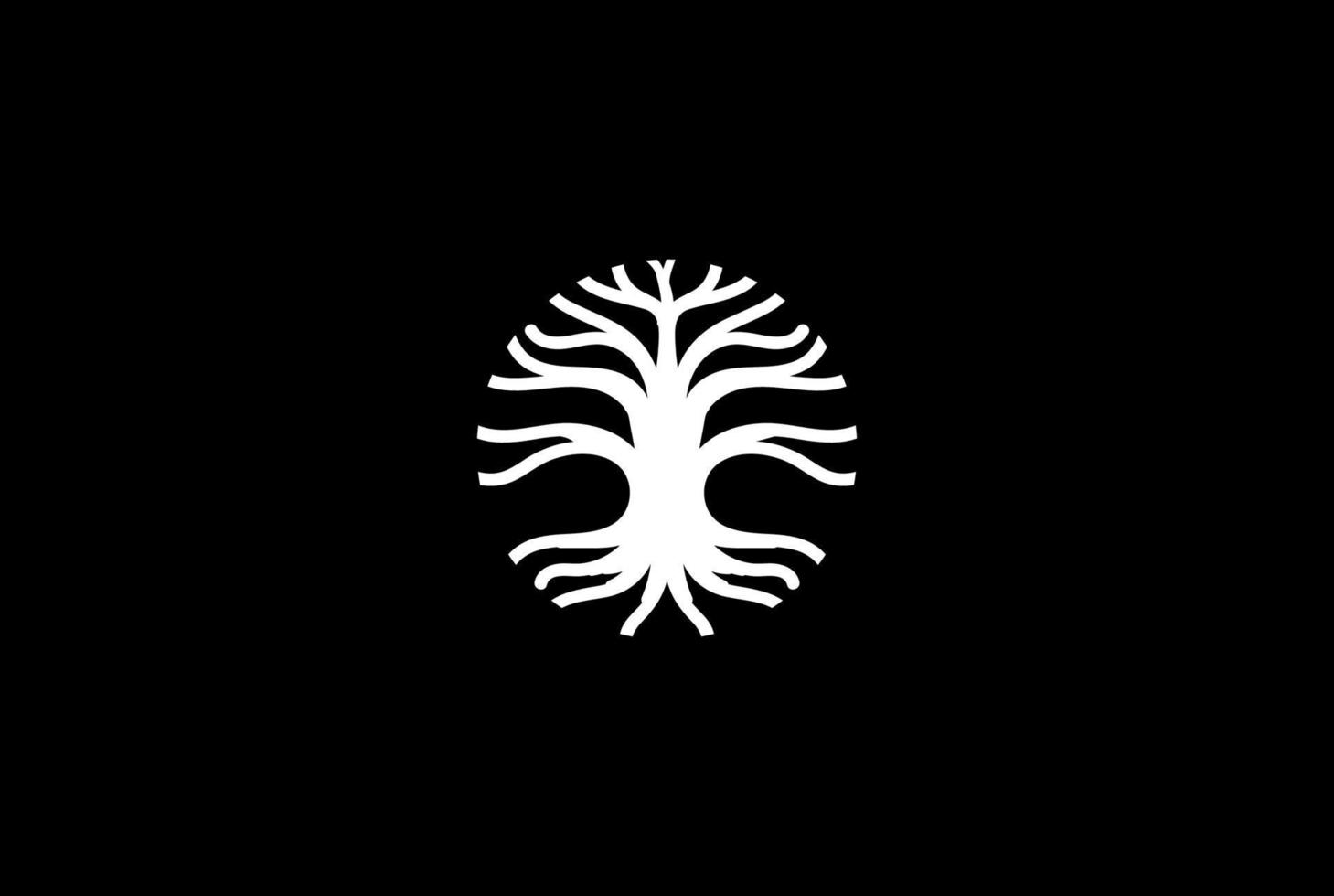 enkel minimalistisk design av rot ek banyan tree logotyp vektor