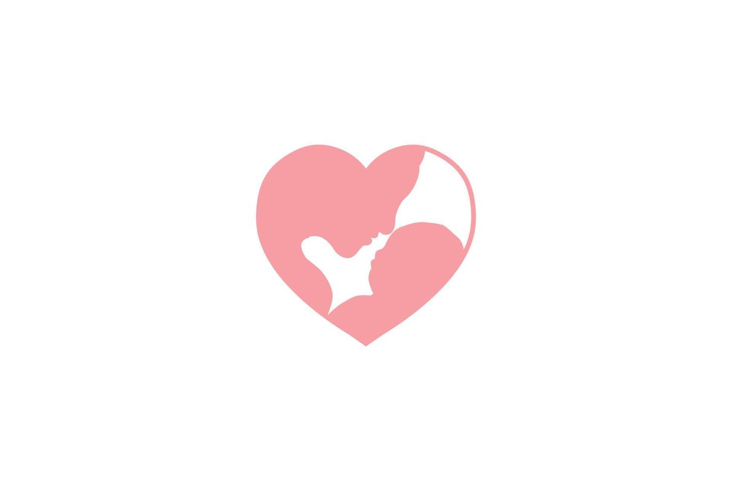 hjärta kärlek mamma mamma ammande barn för världen amningsvecka logotyp design vektor