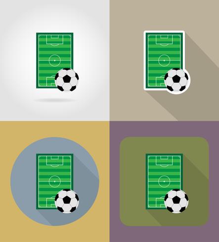 Flache Ikonen des Fußballfußballstadiun-Feldes vector Illustration