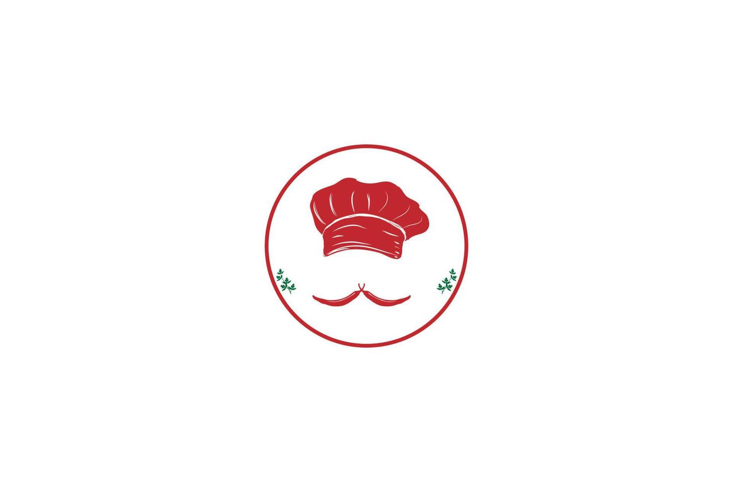 kock hatt med chili mustasch för café restaurang logotyp design vektor