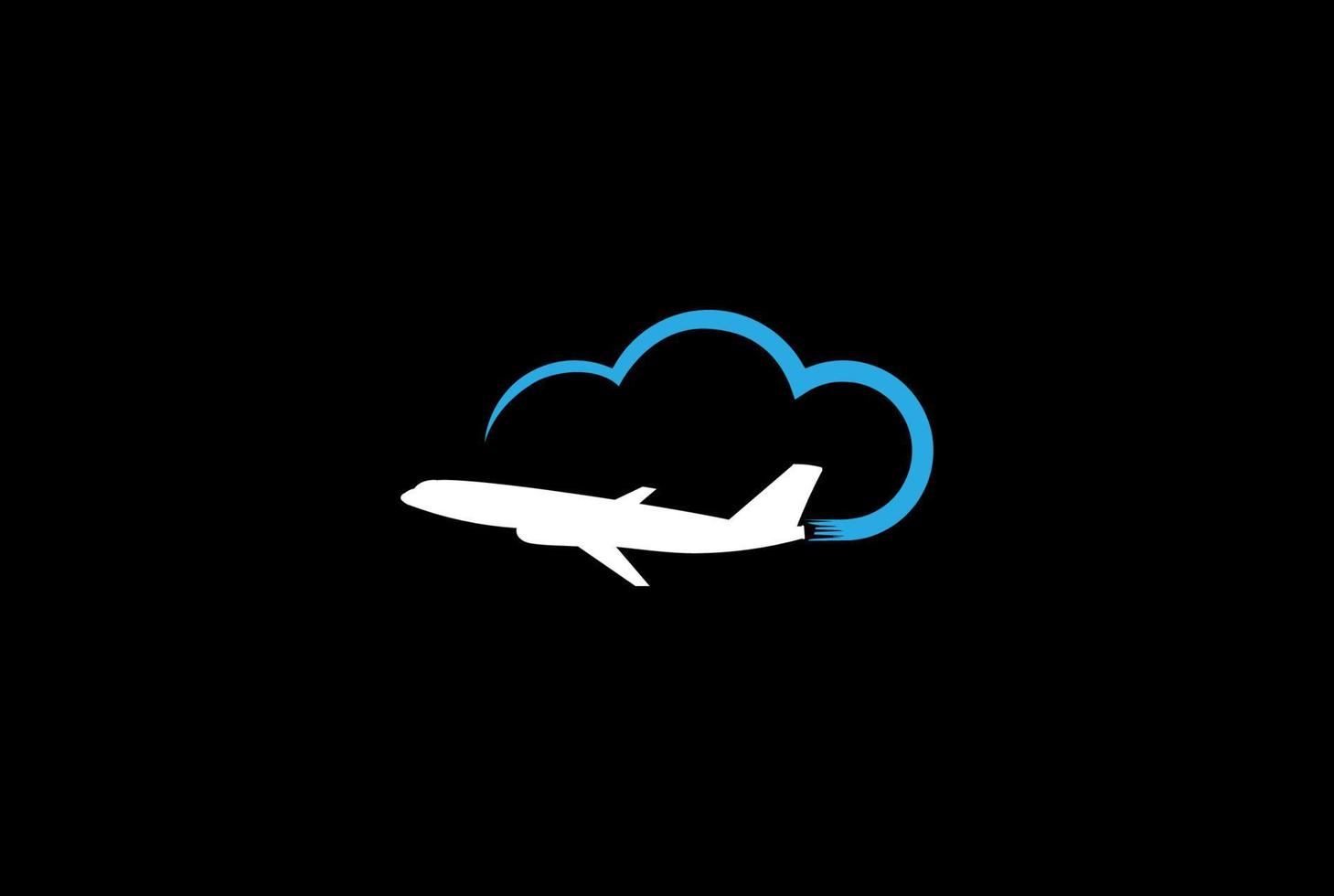 einfaches minimalistisches Wolkenflugzeug für Reisetechnologie-Logo-Design-Vektor vektor