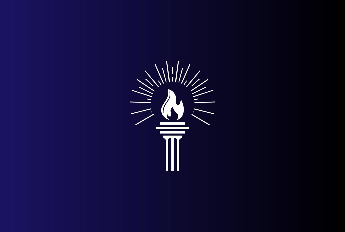 Säule Säule brennen Fackel Feuer Flamme Licht Logo Design Vektor