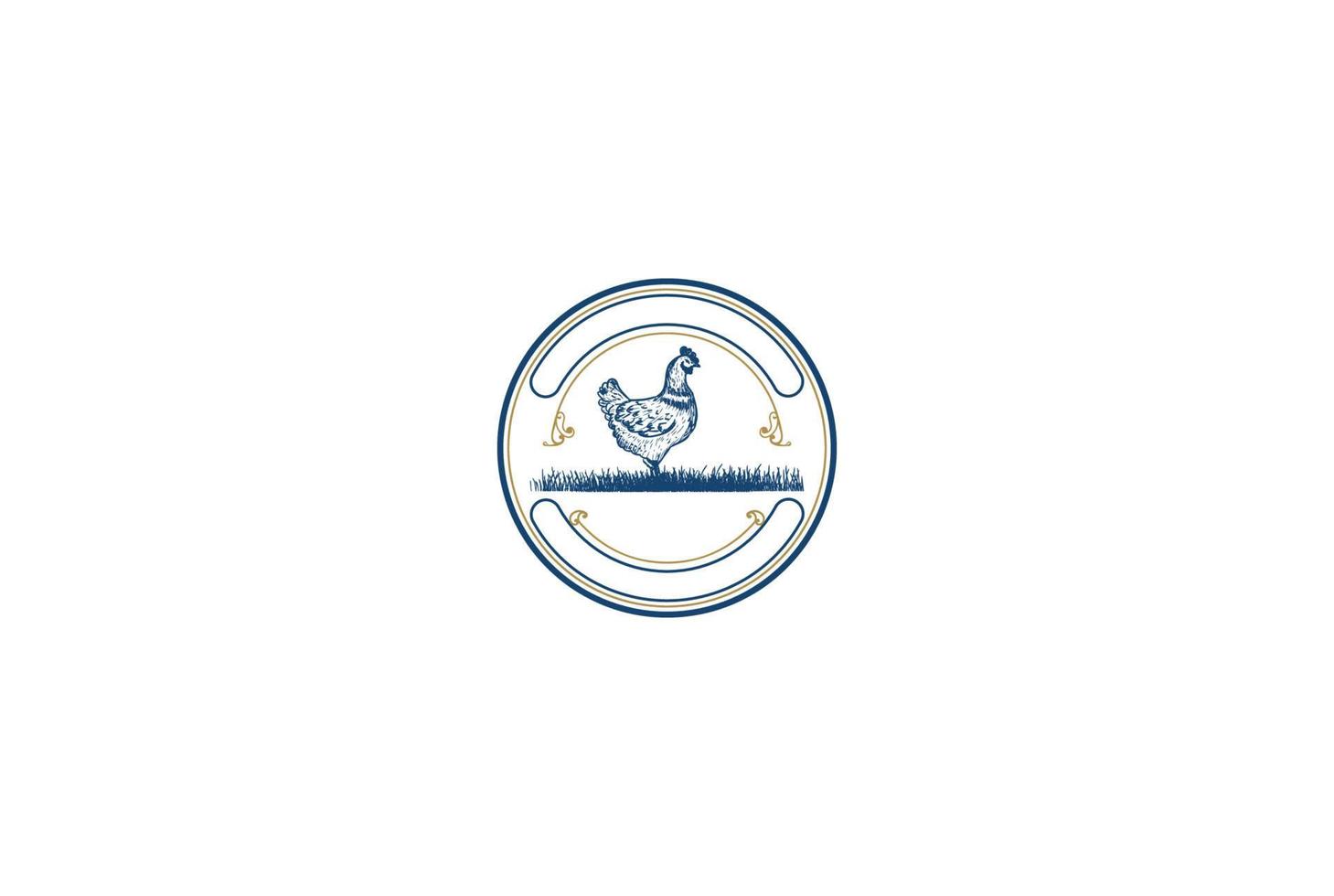 Retro-Vintage-Hühnerhuhn für Eierfarm-Logo-Design-Vektor vektor