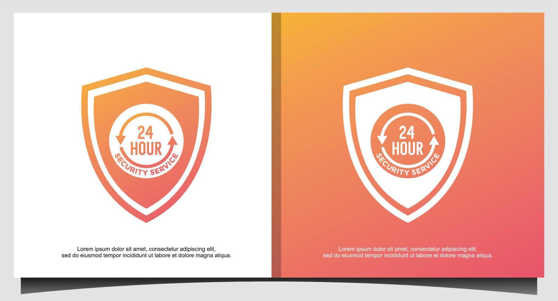 säkerhetstjänst skyddad 24-timmars logotypdesign vektor