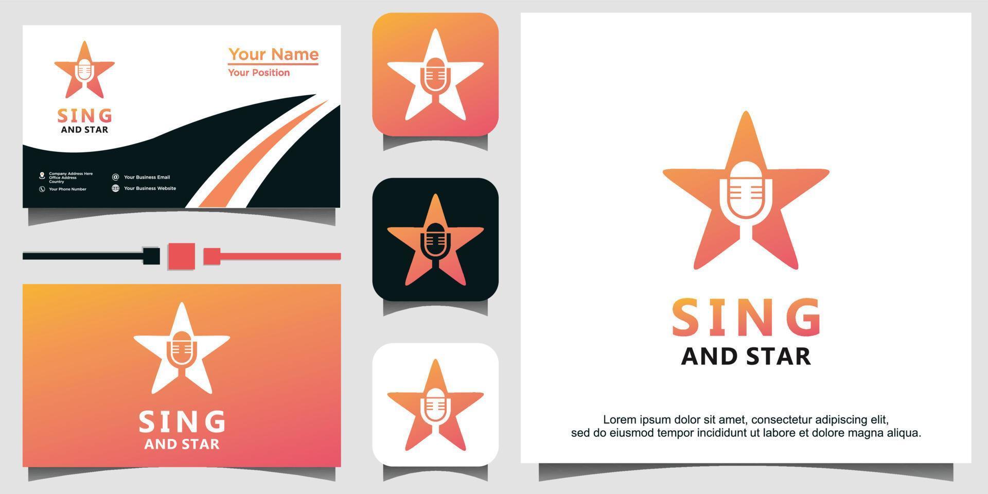 sing and star logotyp design vektor