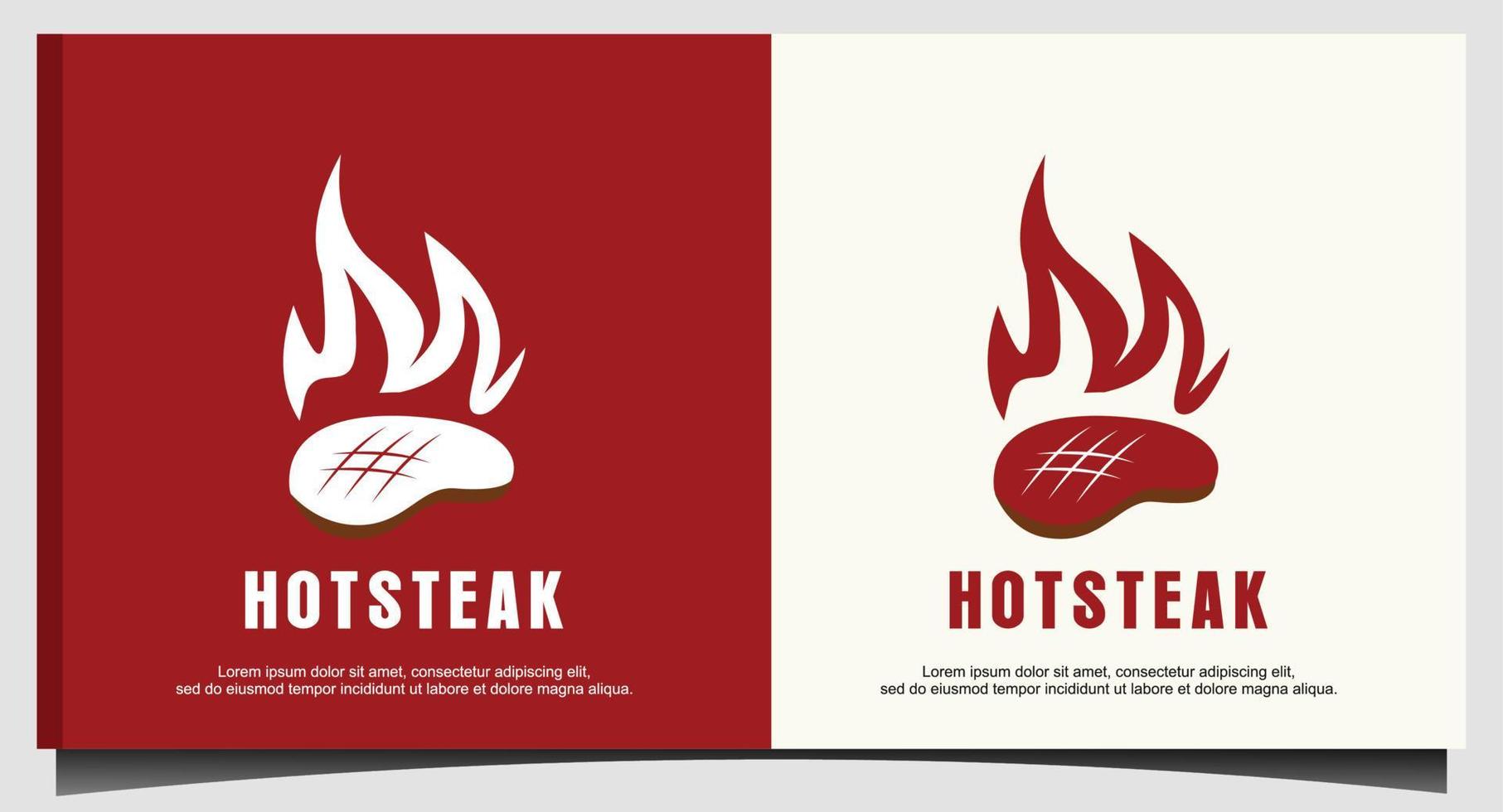 rostad biff grill brand låga logotyp mall vektor
