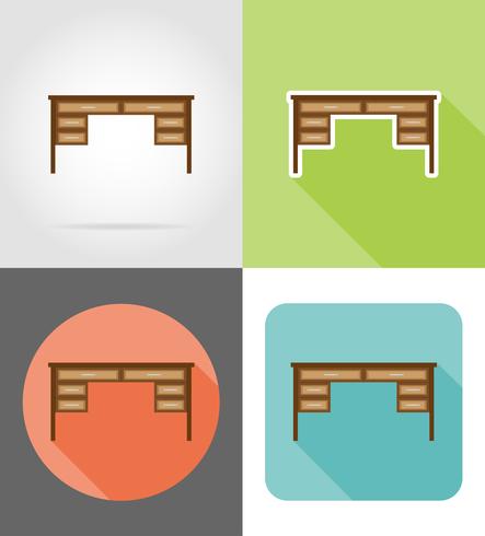 bordsmöbler sätta platt ikoner vektor illustration
