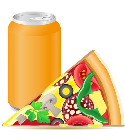 Pizza- und Aluminiumdosen mit Soda vektor