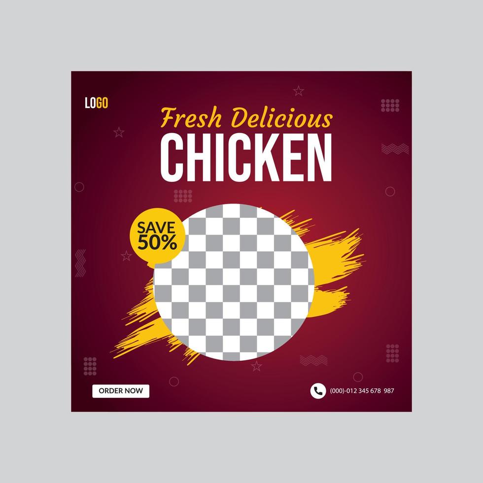 kyckling mat meny marknadsföring sociala medier banner mall pro vektor