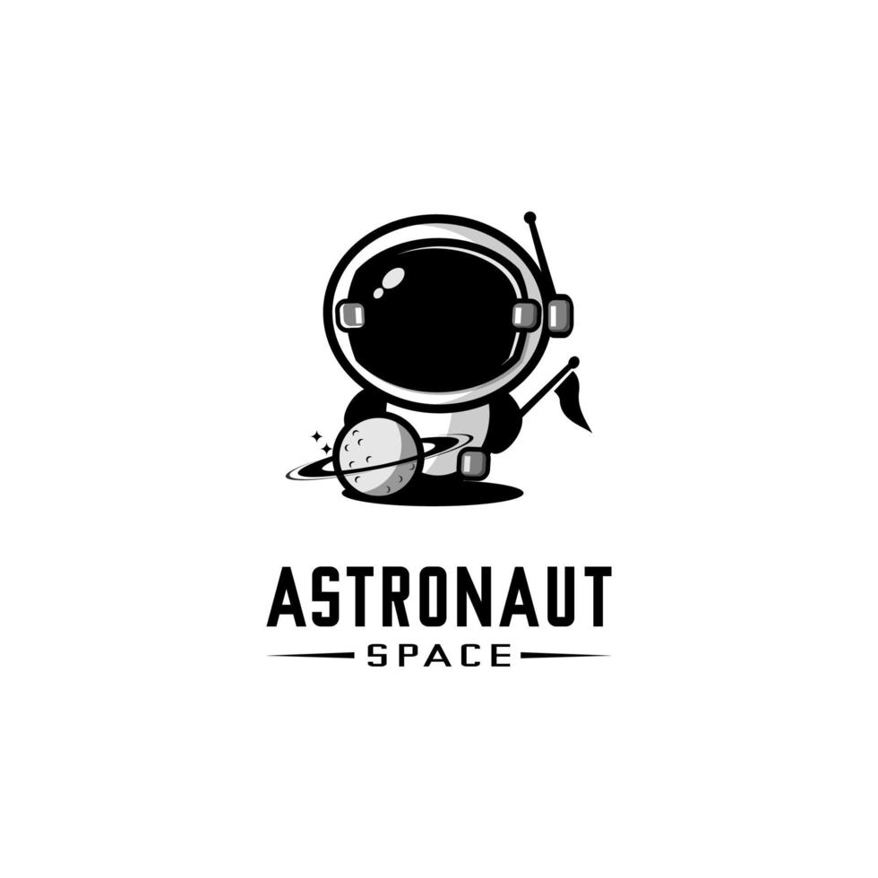 astronaut logotyp vektor på vit bakgrund