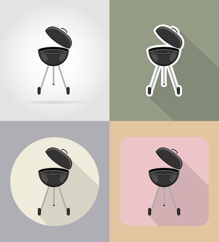 Ikonen-Vektorillustration des Grillgrills flache vektor