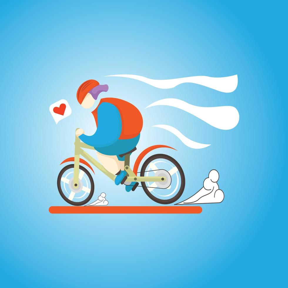 Vektor-Illustration einer dicken Person, die auf einem Fahrrad trainiert vektor