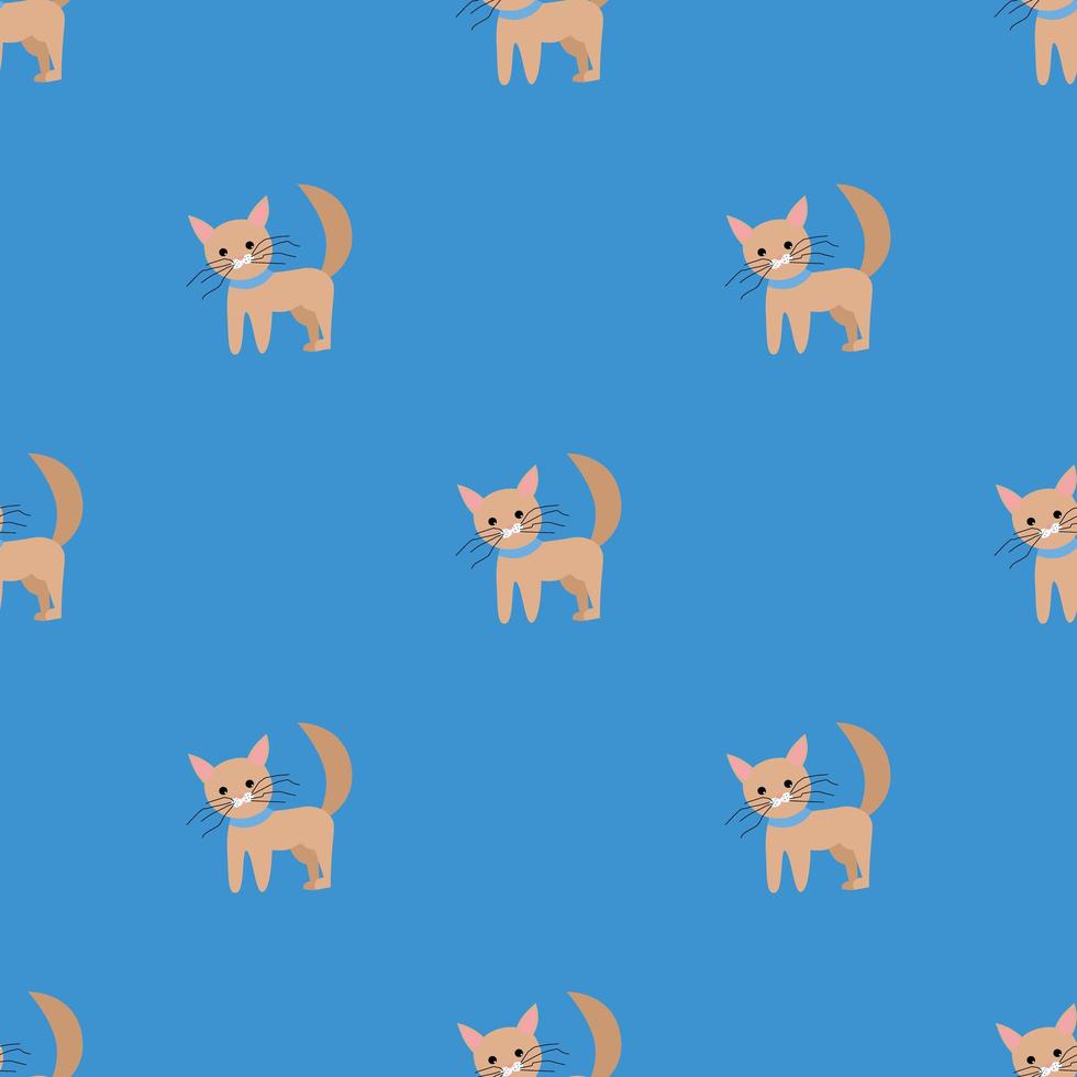sömlösa vektormönster med katter på en blå bakgrund. vektor
