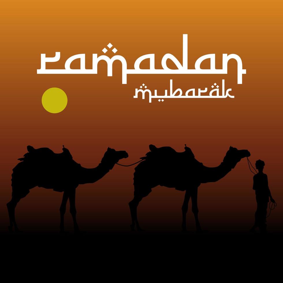 Ramadan Kareem, Wüste, Kamelkarawane. Vektor-Illustration vektor