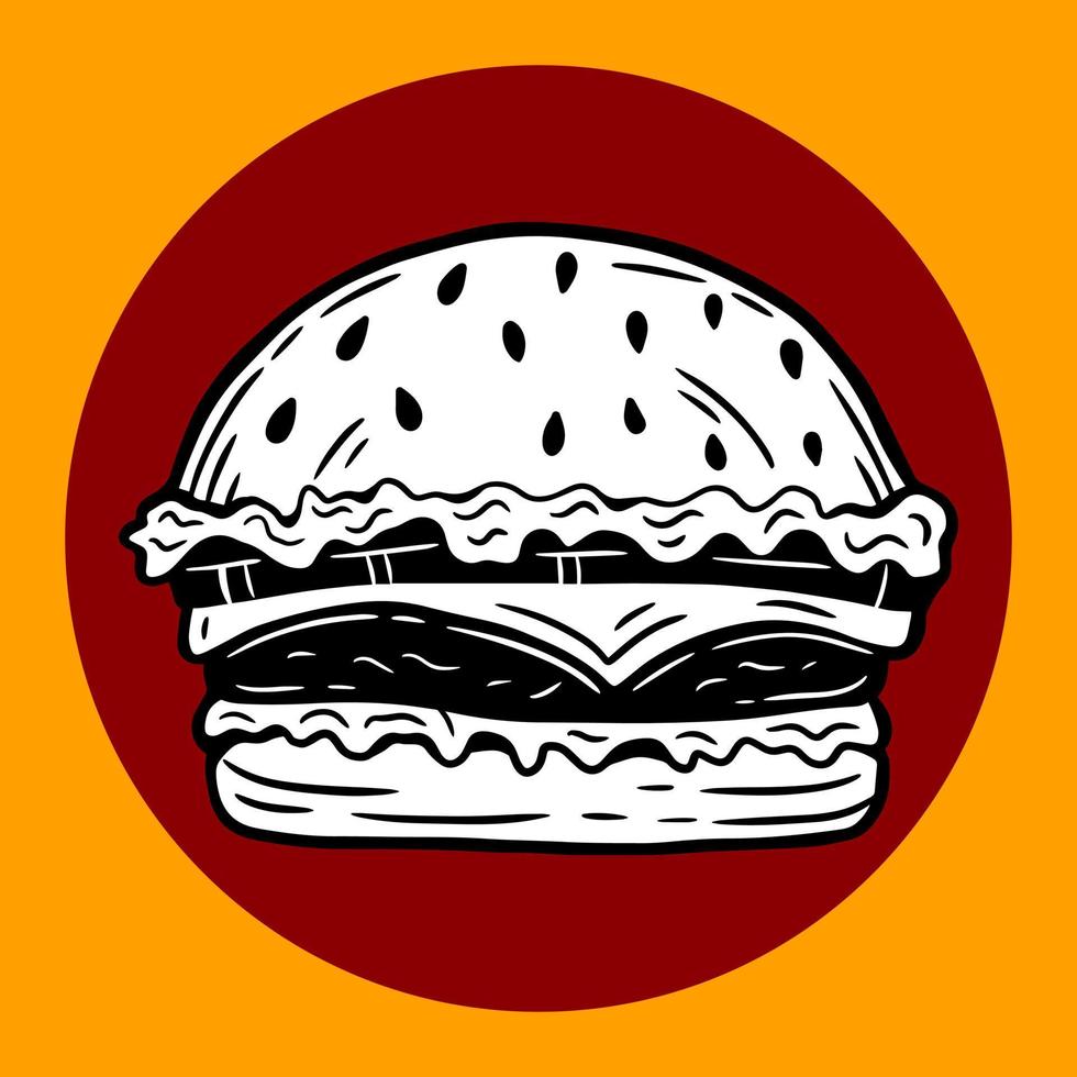 handritad hamburgare ost stek kyckling snabbmatsförpackningar meny café restauranger illustration vektor