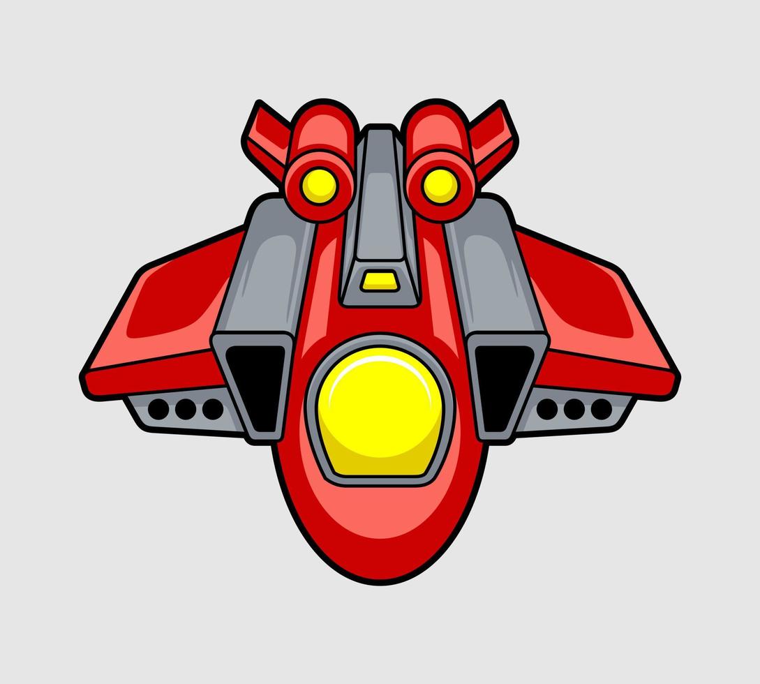 rött rymdskepp tecknad vektor ikonillustration. vetenskap teknik ikon koncept isolerade premium vektor platt stil