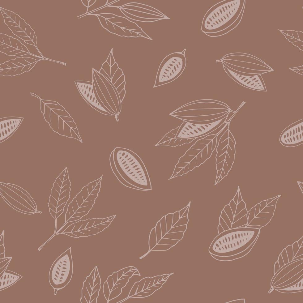 kakao sömlösa mönster handritad doodle, vektor. linjekonst, nordisk, skandinavisk, minimalism, monokrom. tapeter, textilier tryck omslagspapper bakgrund vektor