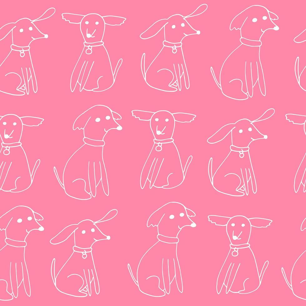 Hunde nahtlose Muster. Hand gezeichnetes Doodle-Symbol. , skandinavisch, nordisch, minimalismus, monochrom. Haustiere Tiere Textilverpackungspapier Hintergrund vektor
