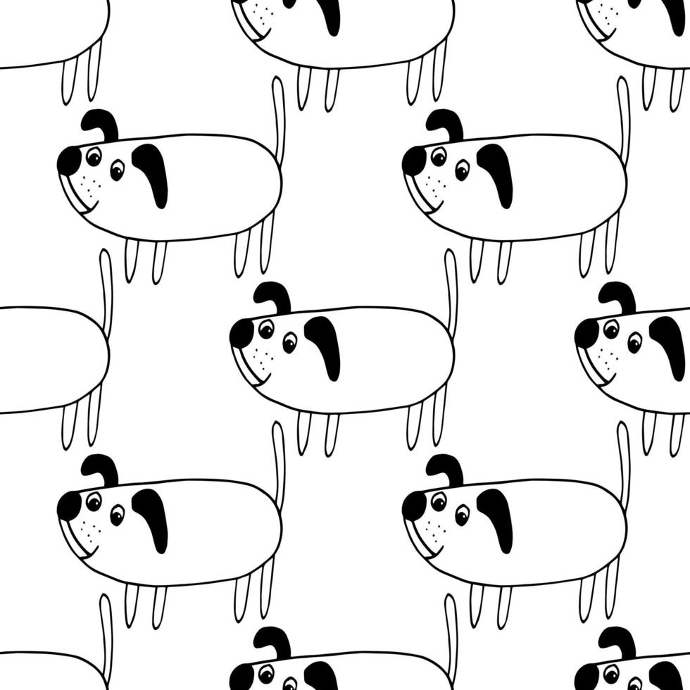 hundar sömlösa mönster. handritad doodle ikon. , skandinavisk, nordisk, minimalism, monokrom. husdjur djur textil omslagspapper bakgrund vektor