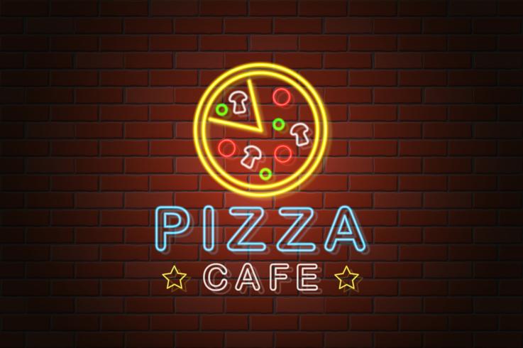 glühende Neonschild Pizza Café Vektor-Illustration vektor