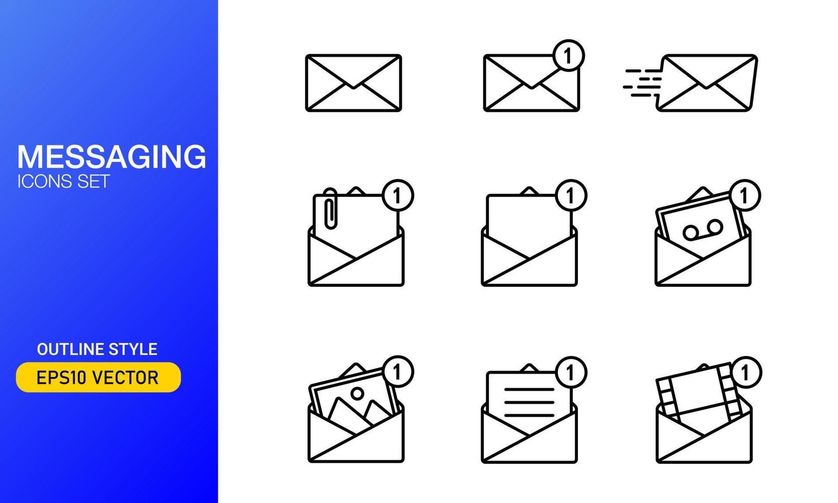 Vektor-Illustration der Benachrichtigung über eingehende Nachrichten. geeignet für Gestaltungselemente von E-Mail-Anwendungen. Umrissenes Symbol der Umschlagnachricht. vektor