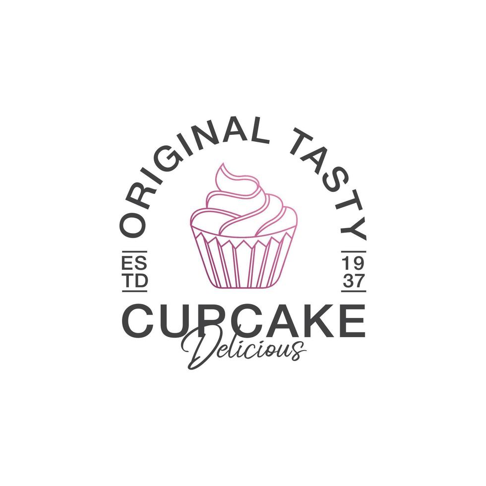 Cupcake-Logo-Design-Vorlage Vektor-Premium, Bäckerei, Bäckerei-Logo, Brot frisch, Haus backen vektor