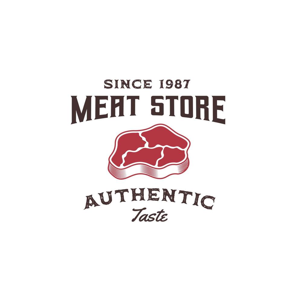 färskt kött logotyp premium vektor mall, kött butik, nötkött logotyp, steak house, biff