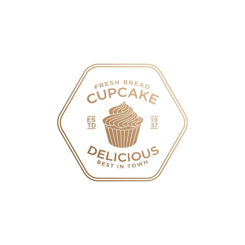 cupcake logotyp designmall vektor premium, bake shop, bageri logotyp, bröd färskt, baka hus