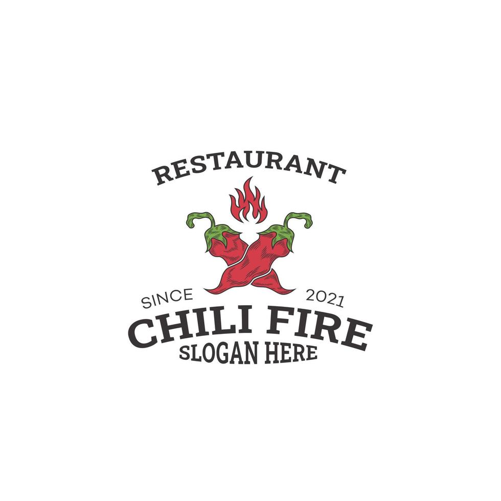 spicy chili logotyp designmall vektor, chilipeppar, hot chili, röd chili, kryddig mat vektor