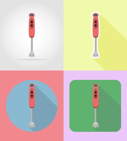 mixer hushållsapparater för kök platt ikoner vektor illustration