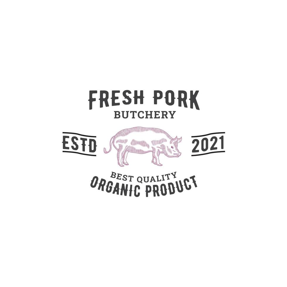 fläskkött logotyp designmall vektor premium, gris, fläsk, piggy, köttbutik, färskt kött, slaktarmarknad