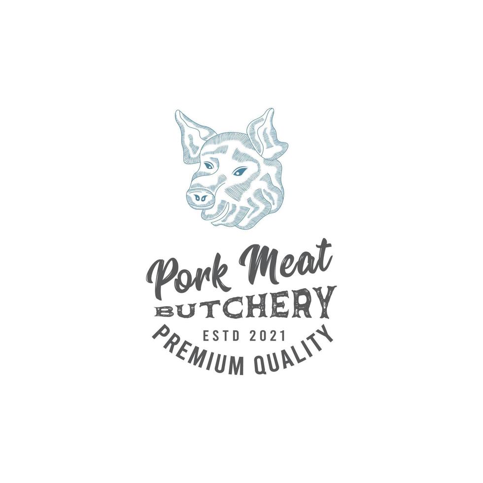 fläskkött logotyp designmall vektor premium, gris, fläsk, piggy, köttbutik, färskt kött, slaktarmarknad