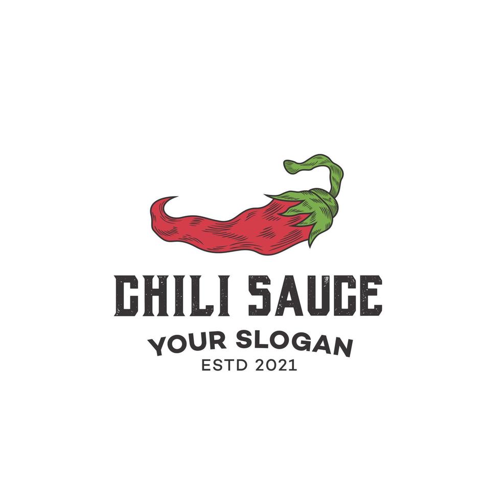 scharfer Chili-Logo-Design-Vorlagenvektor, Chilipfeffer, scharfer Chili, roter Chili, scharfes Essen vektor