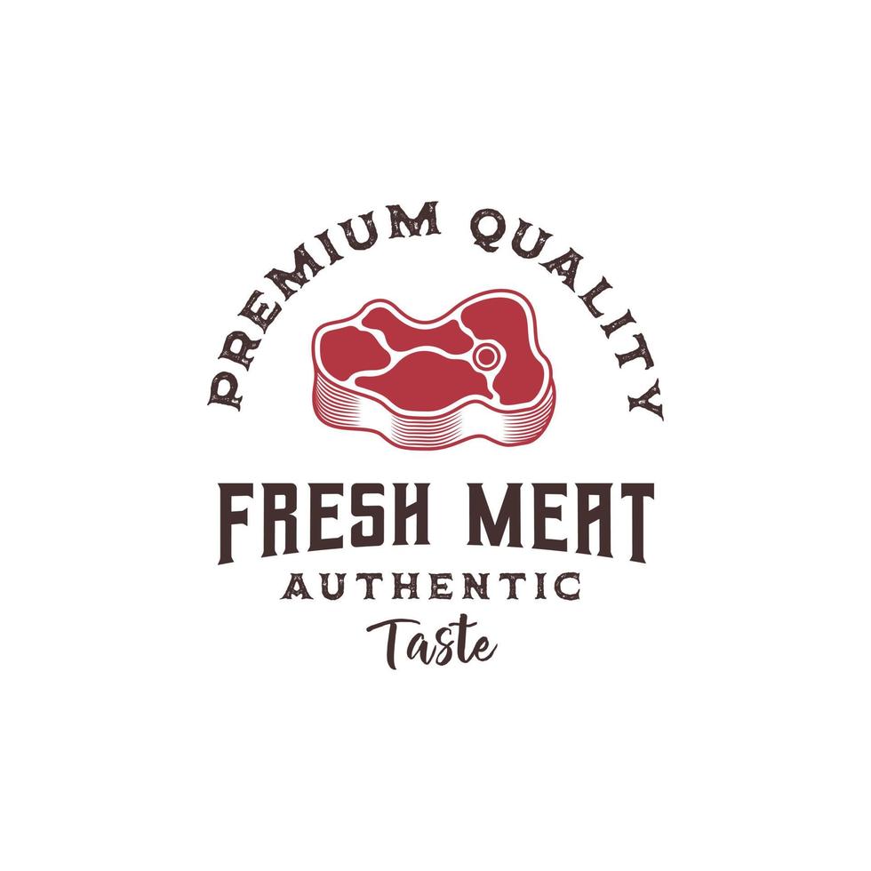Frischfleisch-Logo-Premium-Vektor-Vorlage, Fleischladen, Rindfleisch-Logo, Steakhaus, Rindersteak vektor
