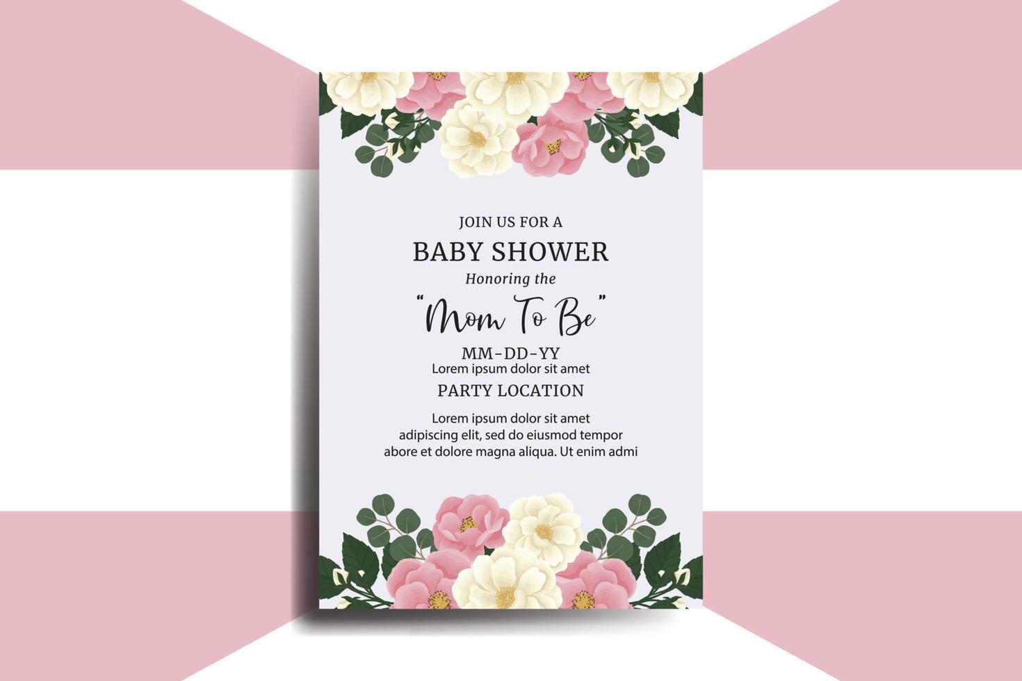 baby shower gratulationskort rosa mini ros blomma designmall vektor
