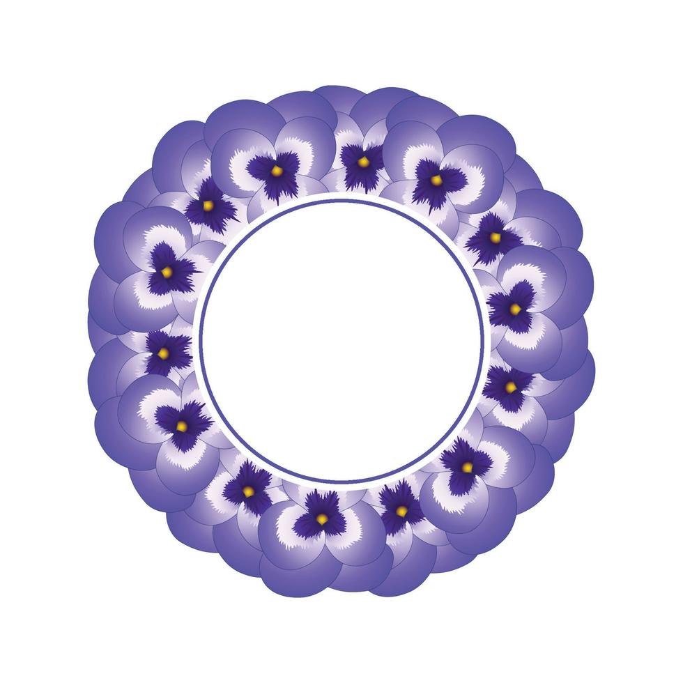 violetter Stiefmütterchen-Blumen-Banner-Kranz vektor