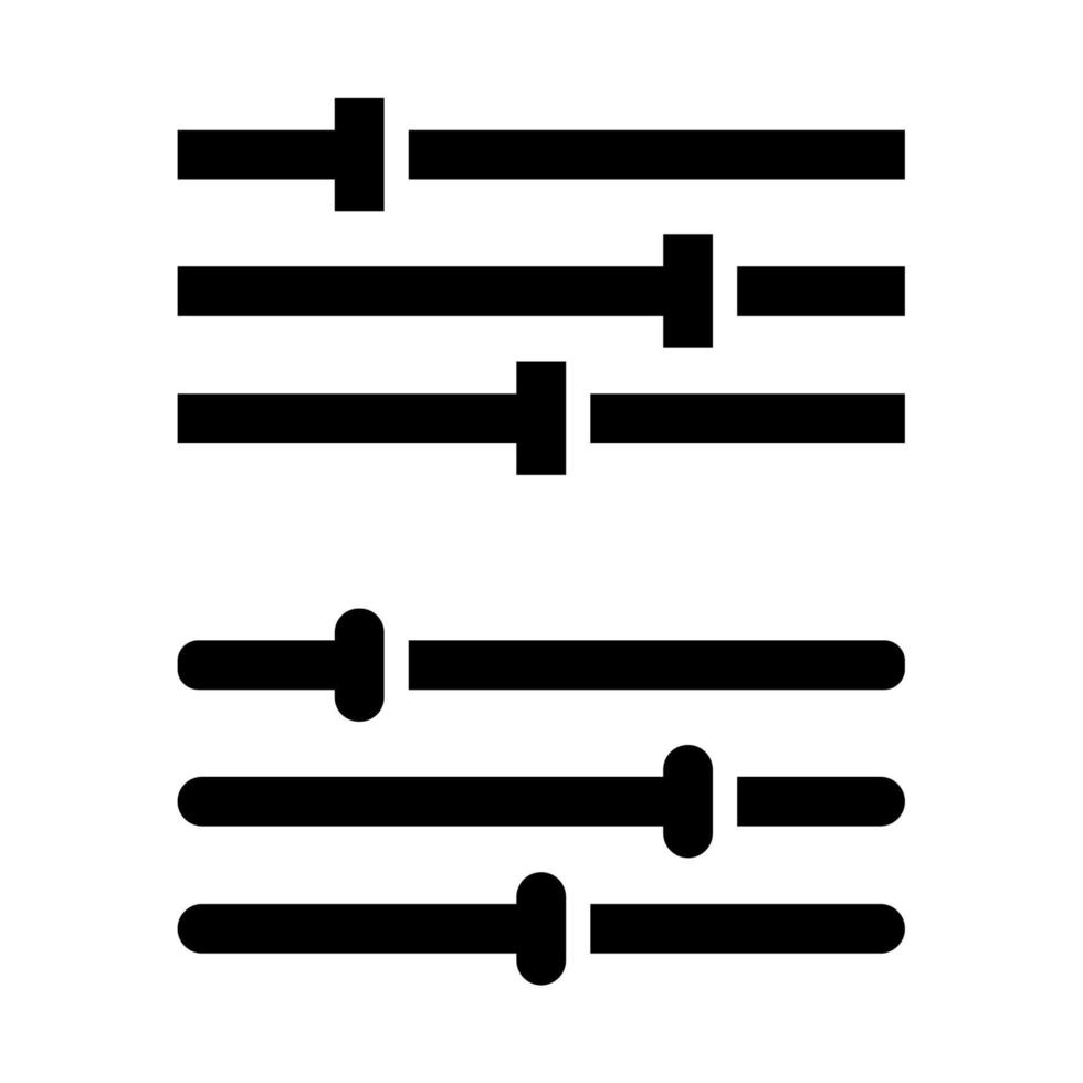 Equalizer- oder Einstellungssymbolsammlung im Glyphenstil, einfarbiger Vektor