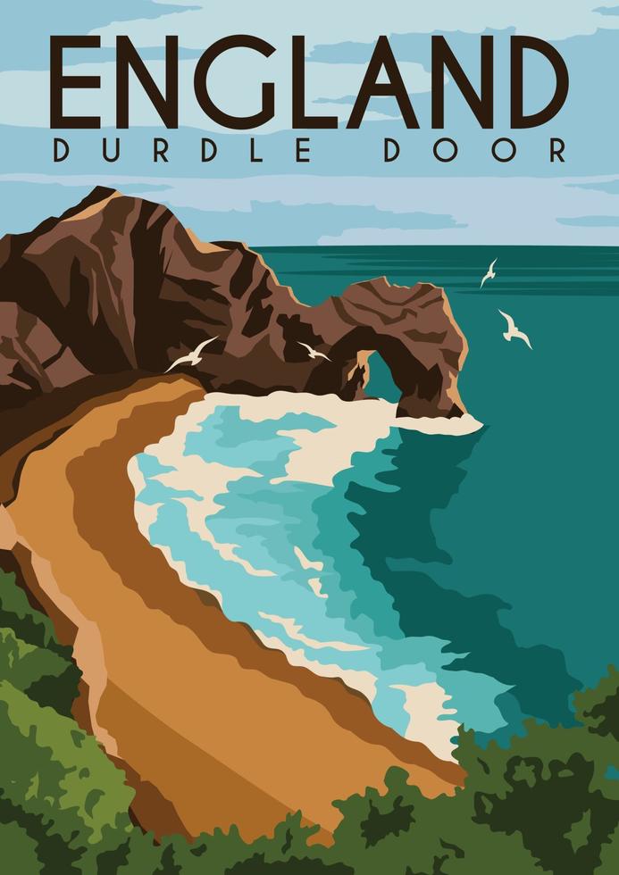 durdle dörr england vektor illustration bakgrund