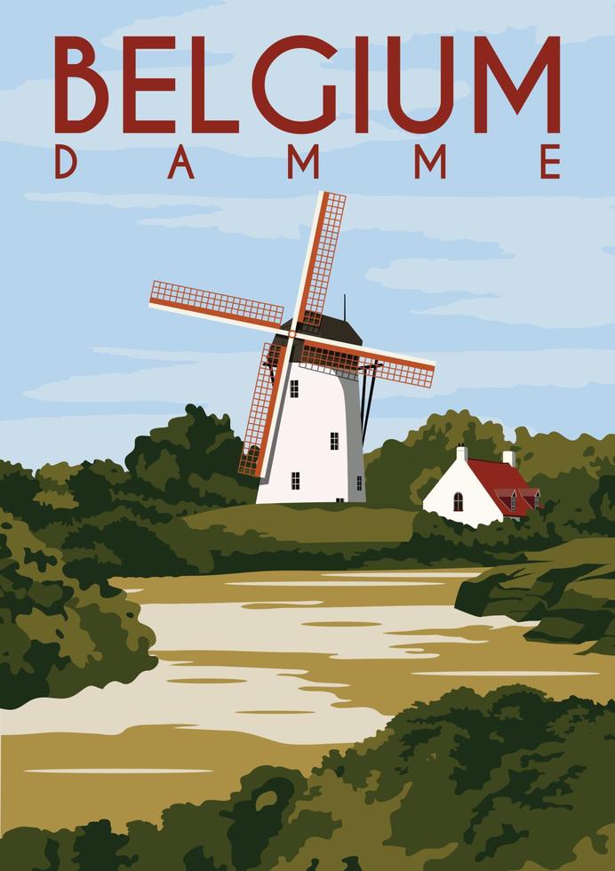 Damme Belgien Vektor-Illustration Hintergrund vektor