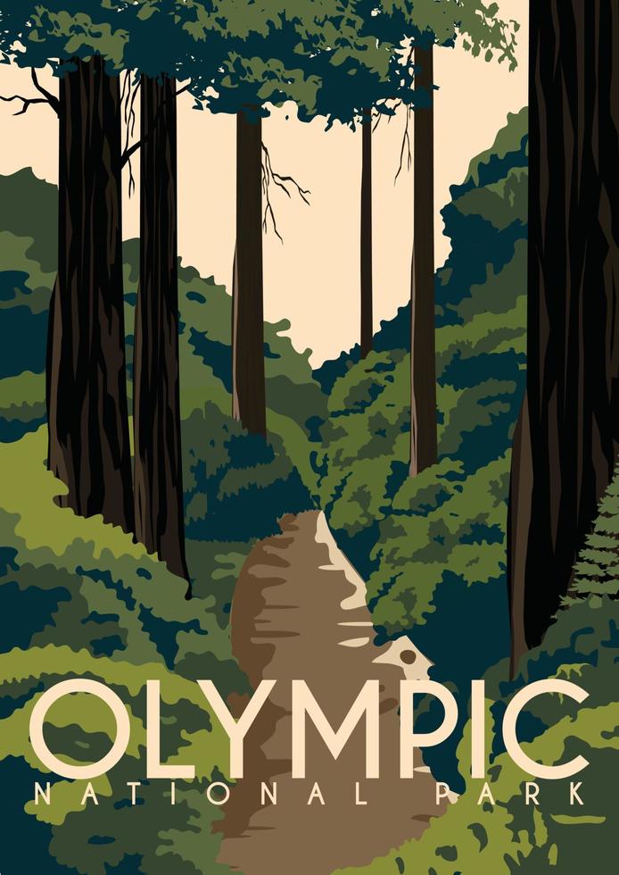 Olympischer Nationalpark Vektor-Illustration Hintergrund vektor