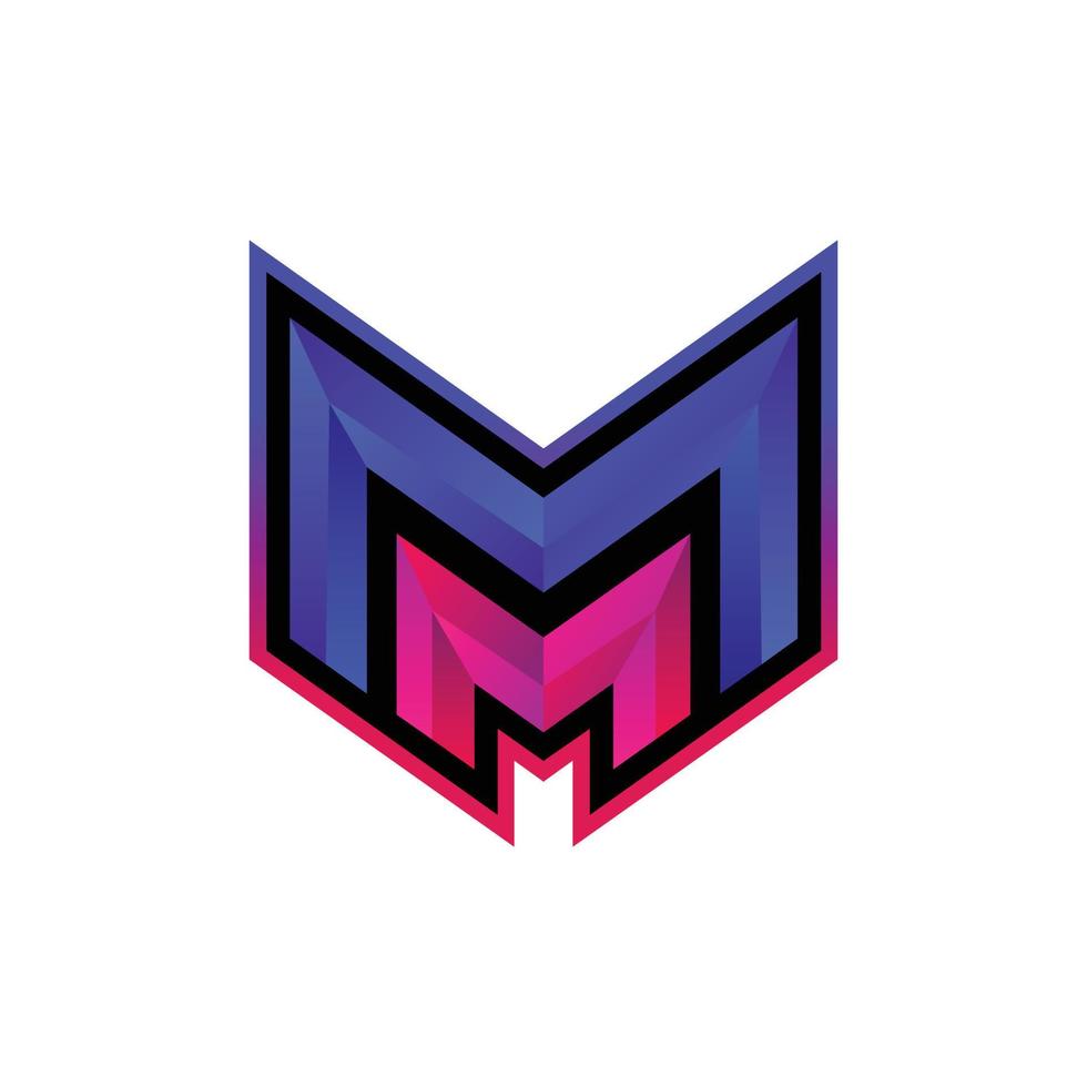 initial m, m för spel etc, logotypdesigner vektor redigerbara som du vill.
