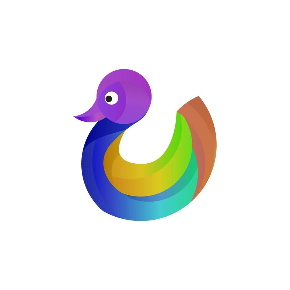 einzigartige süße Ente bunt in weißem Hintergrund, Vektor-Logo-Design editierbar vektor