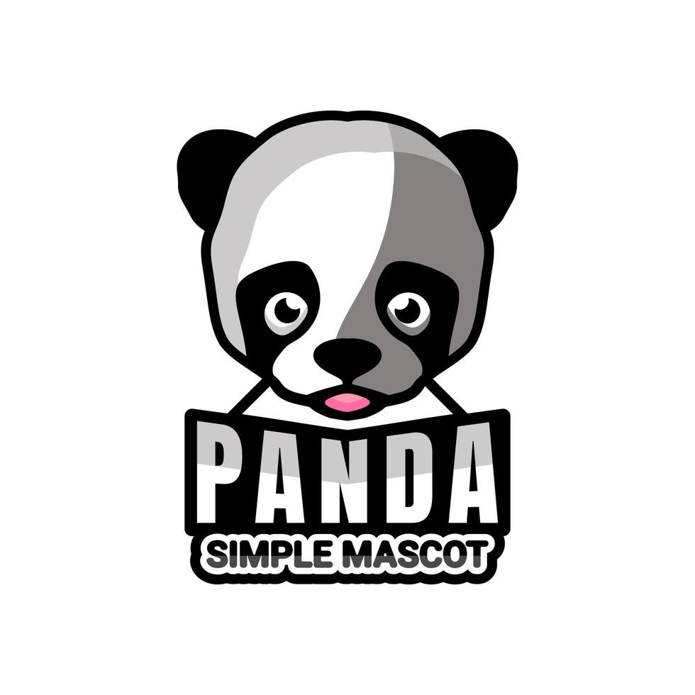 enkel maskot vektor logotyp design av panda i färg svart vit