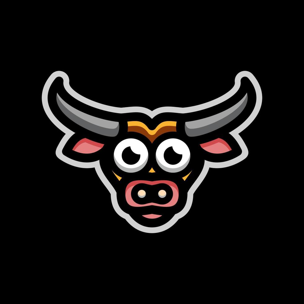 Gesicht Büffel im Hintergrund schwarz, Cartoon-Vektor-Logo-Design editierbar vektor