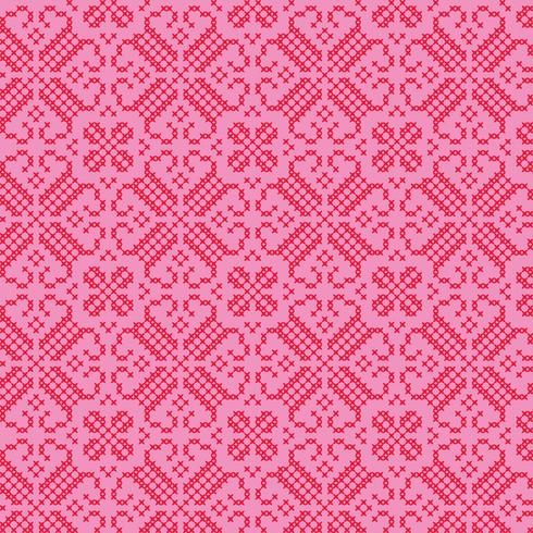 gesticktes nordisch rotes rosa Muster vektor