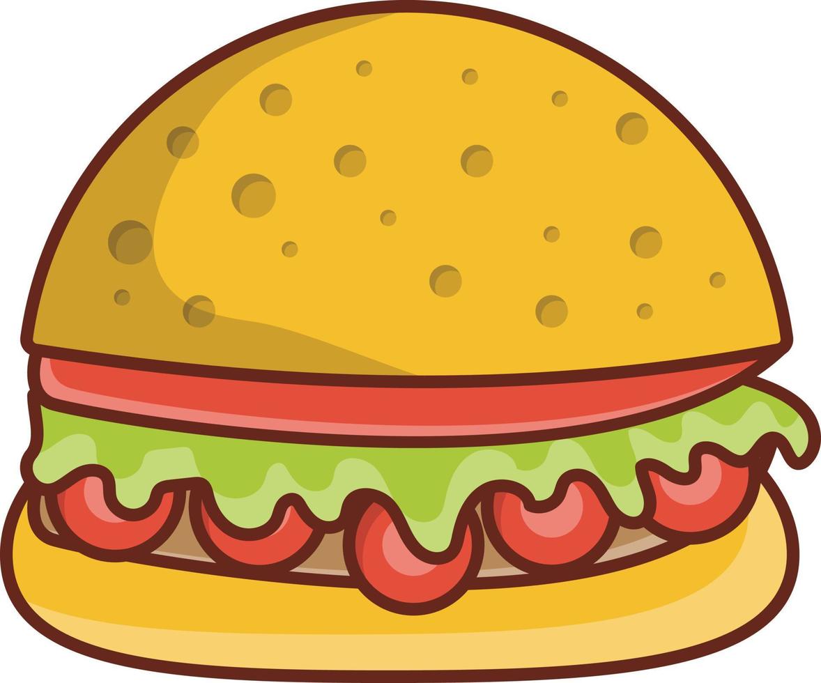 Burger-Vektor-Illustration auf einem transparenten Hintergrund. Symbole in Premiumqualität. Vektorlinie flaches Farbsymbol für Konzept und Grafikdesign. vektor