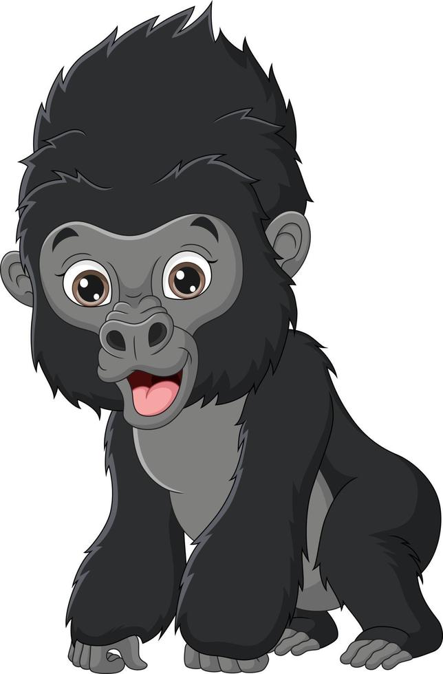 söt baby gorilla tecknad isolerad på vit bakgrund vektor